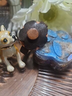 Hand Crafted Genuine Leather Pet Collar Flower Charm NEW